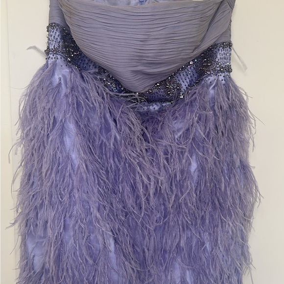 Lavender Lilac Feathered Mini Feather Formal Sue Wong Bridal Nocturne - Picture 3 of 7